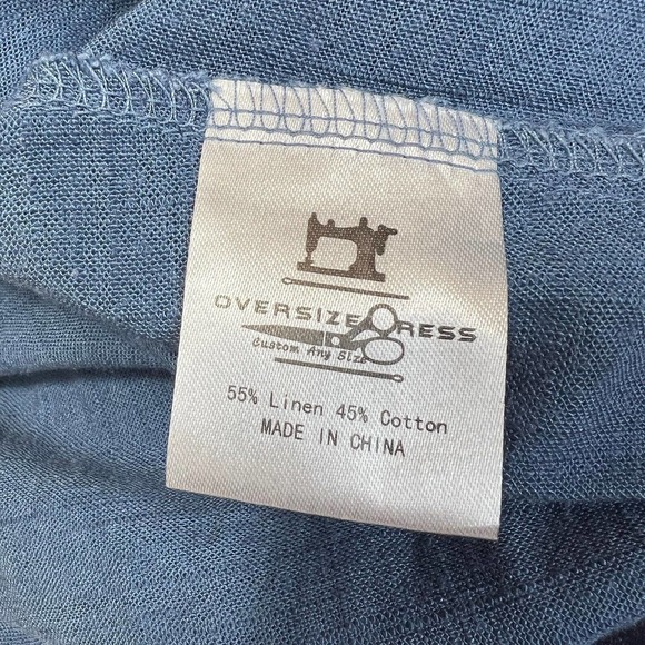 Sellse Blue Linen Oversized Maxi Dress Size S  M Lagenlook Pleated - Picture 13 of 14